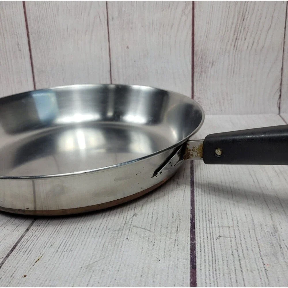 Vintage Revere Ware Copper Clad Bottom Skillet w Glass Lid 2272609 Free Shipping